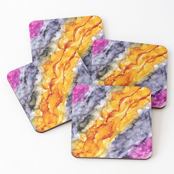 Item preview, Golden Eggplant: Original Abstract Alcohol Ink Painting designed and sold by herzart.