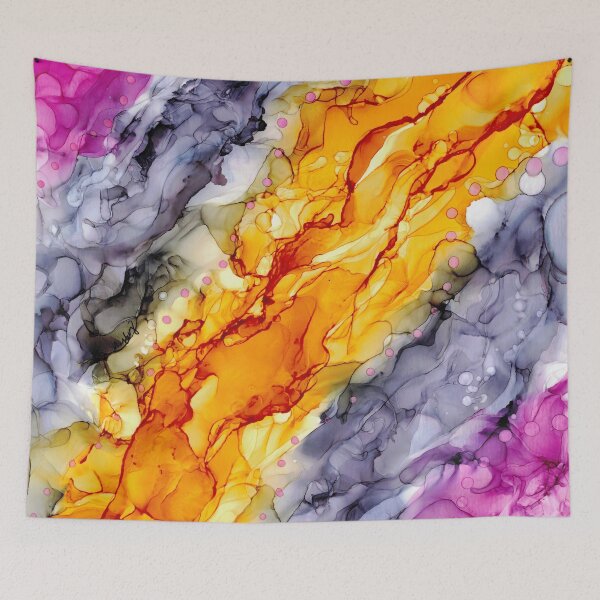 Item preview, Golden Eggplant: Original Abstract Alcohol Ink Painting designed and sold by herzart.