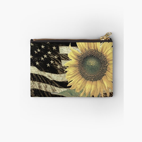 Item preview, Rustic Sunflower Flower on Flag Country Art Cottage Chic Matted Picture USA A050 designed and sold by byNicol.