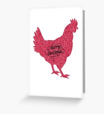 Frohe Weihnachten Huhn Red Glitter Grußkarte