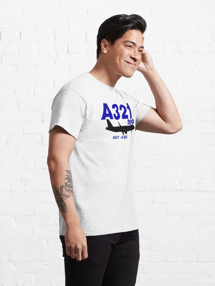Thumbnail 5 of 7, Classic T-Shirt, A321neo 8637 G-NEOS (Black Print) designed and sold by AvGeekCentral.