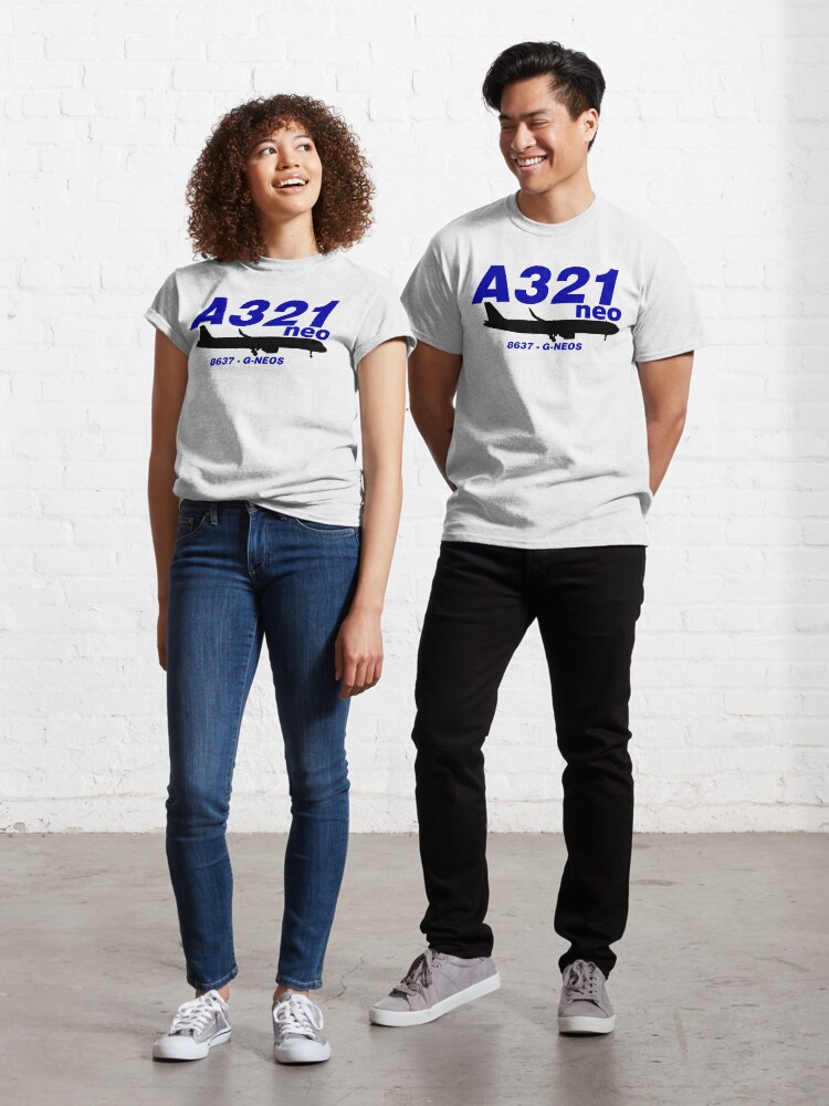 Thumbnail 1 of 7, Classic T-Shirt, A321neo 8637 G-NEOS (Black Print) designed and sold by AvGeekCentral.