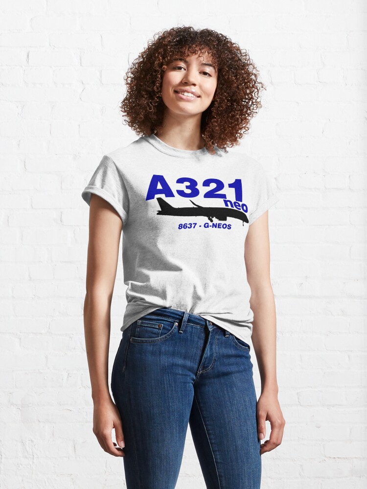 Thumbnail 4 of 7, Classic T-Shirt, A321neo 8637 G-NEOS (Black Print) designed and sold by AvGeekCentral.