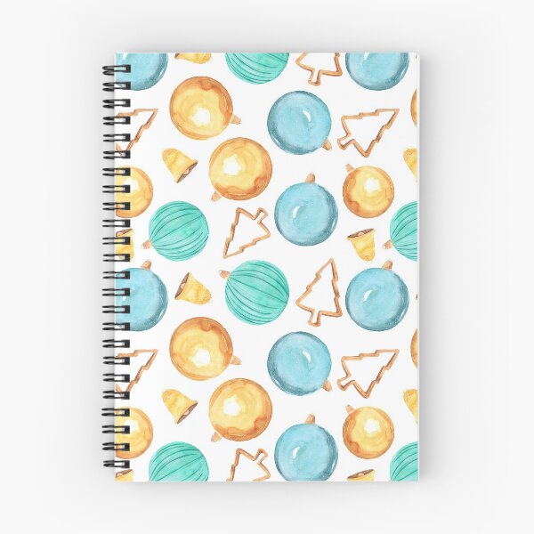 Item preview, Watercolor hand drawn illustration seamless pattern background of New Year and Christmas decorations set Christmas tree balls, bell on white designed and sold by FuzzyLogicKate.