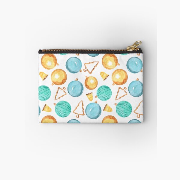 Item preview, Watercolor hand drawn illustration seamless pattern background of New Year and Christmas decorations set Christmas tree balls, bell on white designed and sold by FuzzyLogicKate.