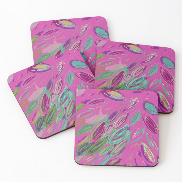Item preview, Watercolor Leaves in Pink Magenta Purple Teal Blue Green designed and sold by djrunnels.