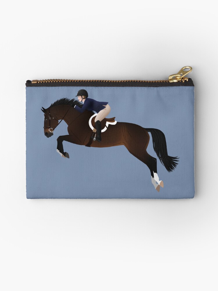 Thumbnail 1 of 4, Zipper Pouch, Bay Hunter Jumper - Equine Rampaige designed and sold by equinerampaige.