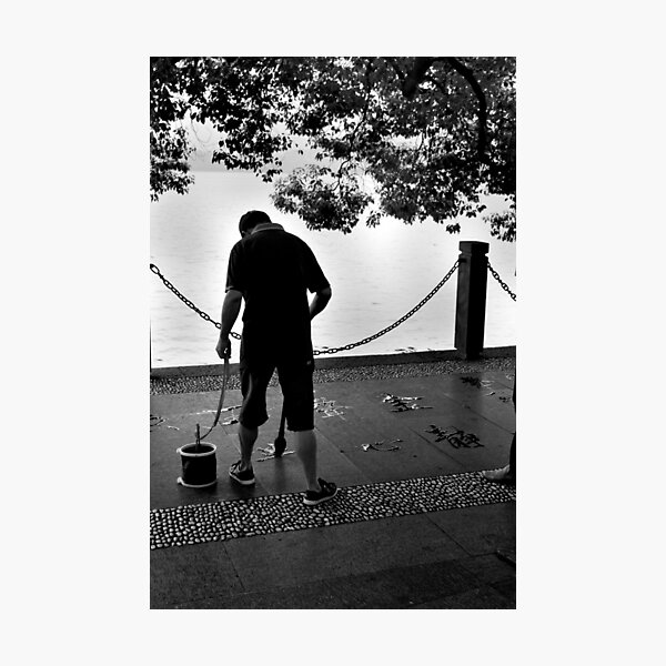 Calligraphy by the lake - Hangzhou, China Photographic Print
