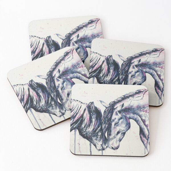 3D Blue Floral Horse Ceramic Car Coasters - 2 pack: Chicks Discount Saddlery