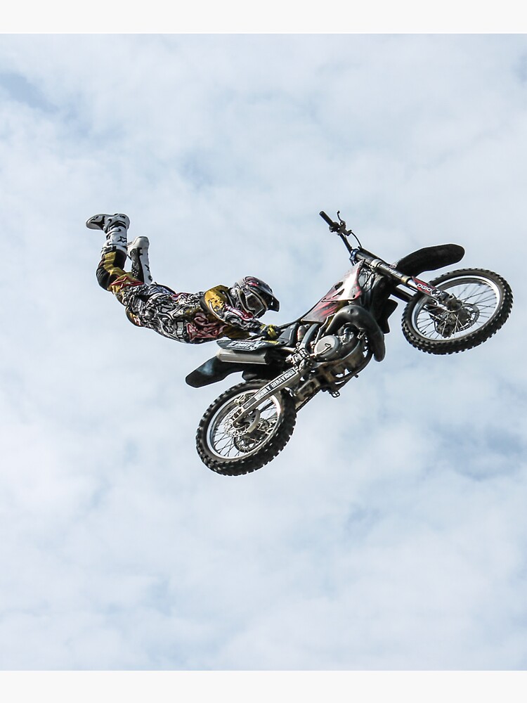 stuntman on a motor cycle jumps by liesjes