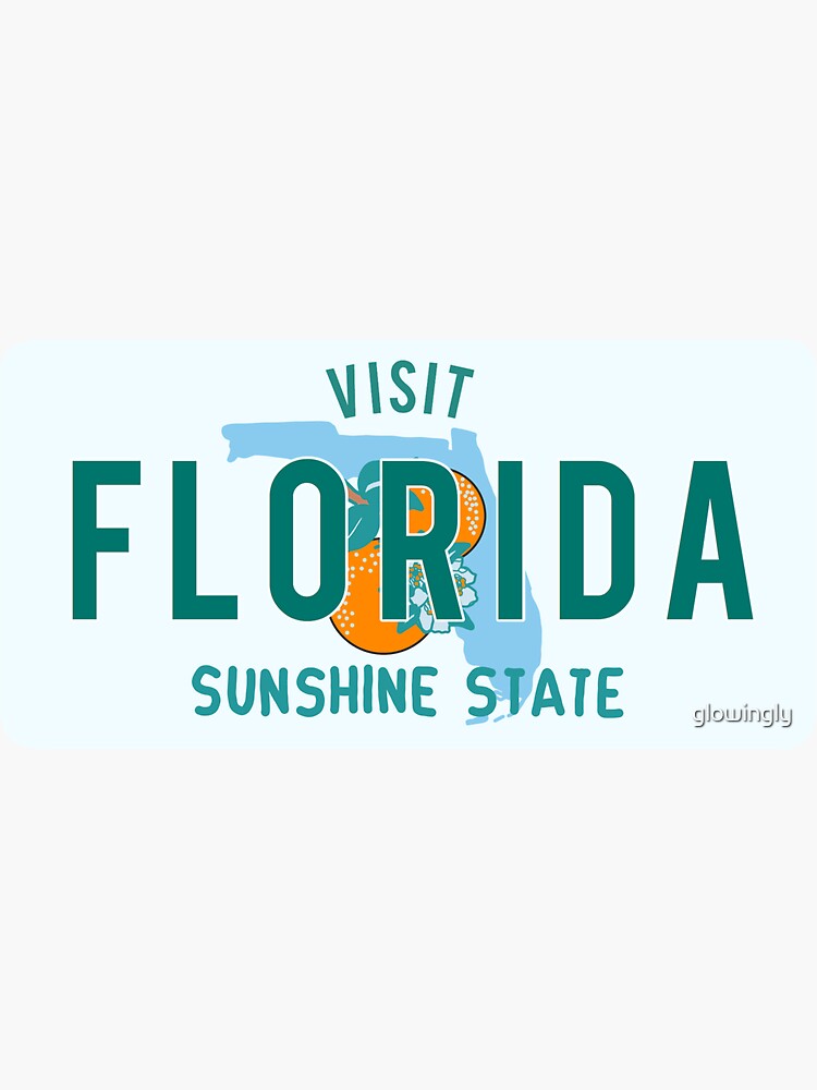 Aperçu 3 sur 3. Sticker avec l'œuvre autocollant de plaque d'immatriculation vintage floride créée et vendue par glowingly.