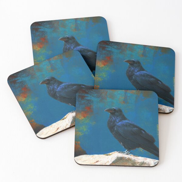 Item preview, Dramatic Crow on Stone Surreal Gothic Black Bird Home Decor Matted Picture A097 designed and sold by byNicol.