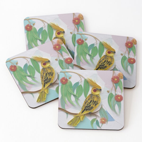 Item preview, Cockatiel with Red Gum Blossoms designed and sold by TambellaArts.