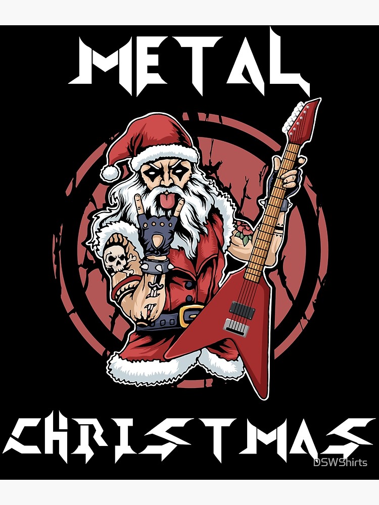 Heavy Metal Christmas Metalhead Santa Rock Horns Death Metal Greeting Card By Dswshirts Redbubble