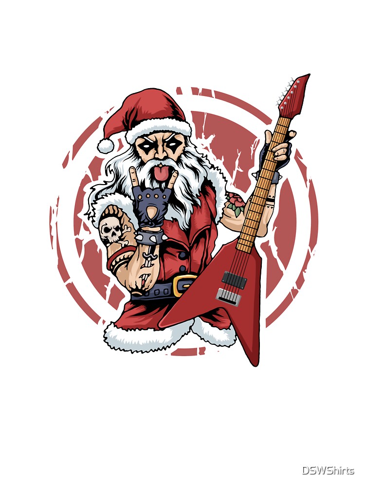 Heavy Metal Christmas Metalhead Santa Rock Horns Death Metal Kids T Shirt By Dswshirts Redbubble