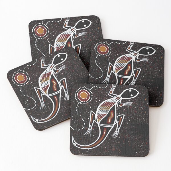 Item preview, Authentic Aboriginal Art - Goanna/Lizard Black designed and sold by HogarthArts.