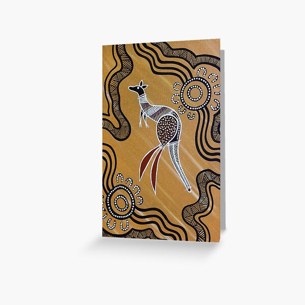 Authentic Aboriginal Art - Kangaroo Greeting Card