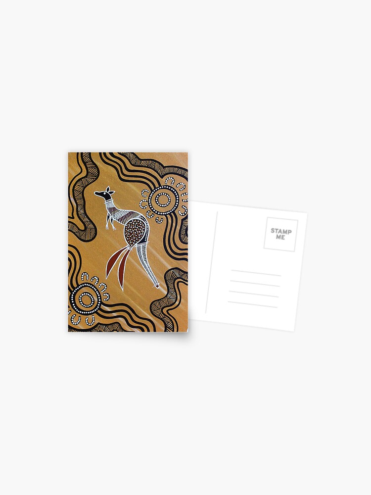 Thumbnail 1 of 2, Postcard, Authentic Aboriginal Art - Kangaroo designed and sold by HogarthArts.