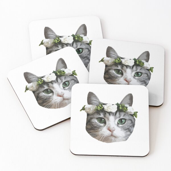 Item preview, kitty with flowercrown designed and sold by hipsterswift.
