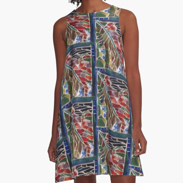 Mosaic Leaf A-Line Dress