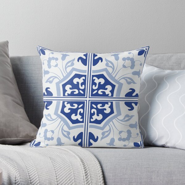 Delft Blue China Tile Throw Pillow