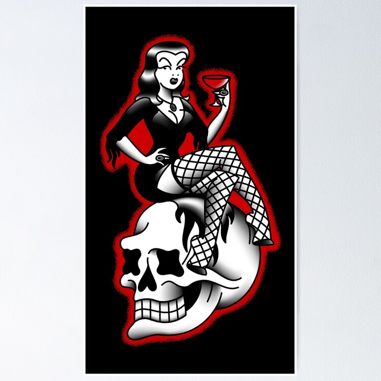 Salty-Dog American Traditional Lowbrow Femme Fatale Horror Pin-up Sticker