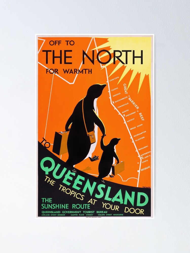Alternate view of Queensland, Australia - Vintage 1930s Travel Poster Poster