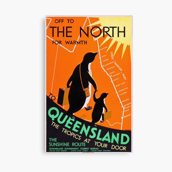 Queensland, Australia - Vintage 1930s Travel Poster Canvas Print