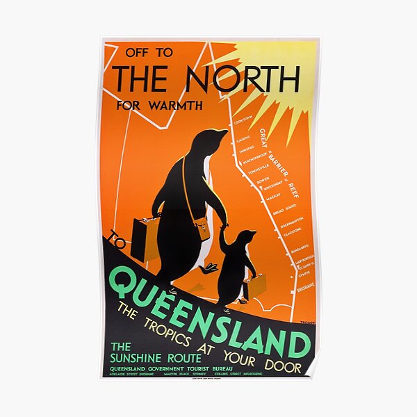 Queensland, Australia - Vintage 1930s Travel Poster Poster
