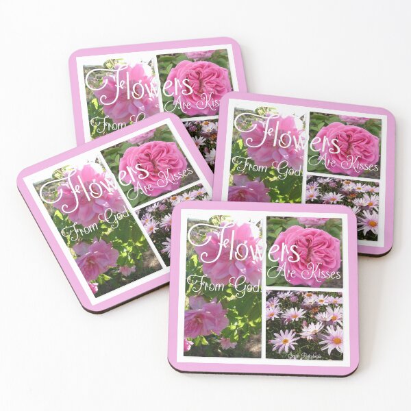 Item preview, Flowers Are Kisses From God Pink Flowers - Inspirational Quote designed and sold by Sarah  Rajkotwala.
