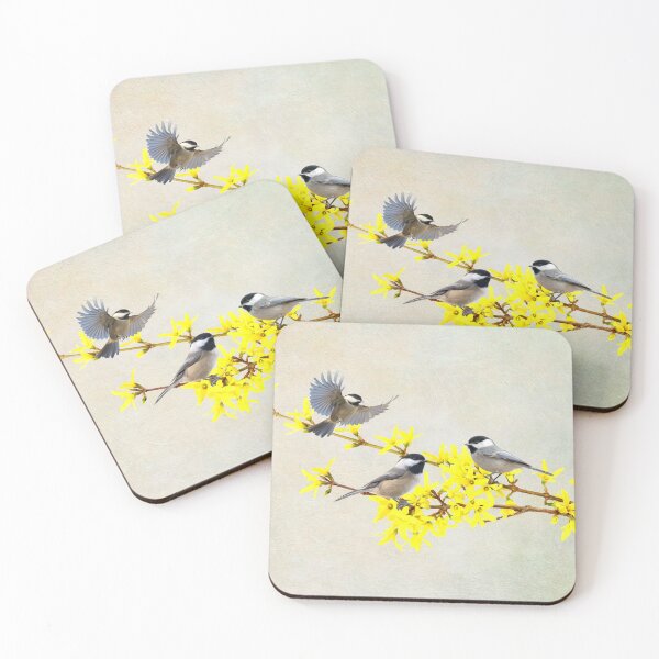 Item preview, Chickadees and Forsythia designed and sold by FineArtography.