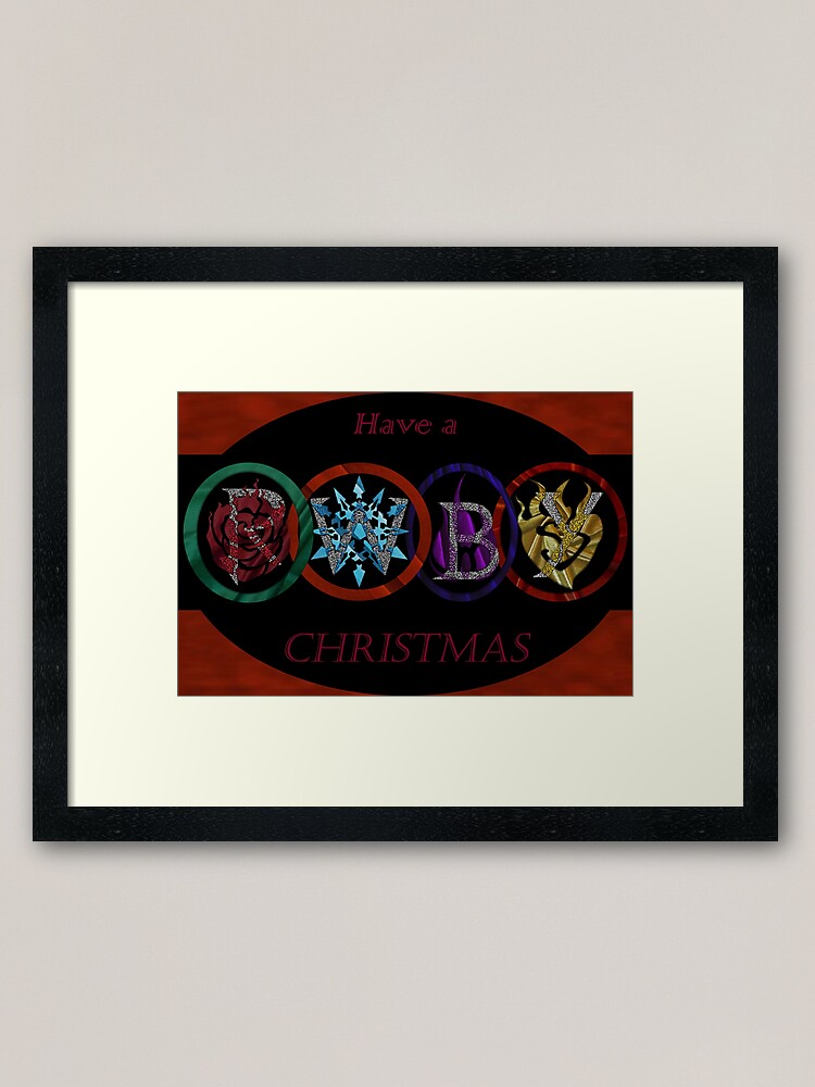 Rwby Christmas Card Red Border Framed Art Print By Hometownscifi Redbubble