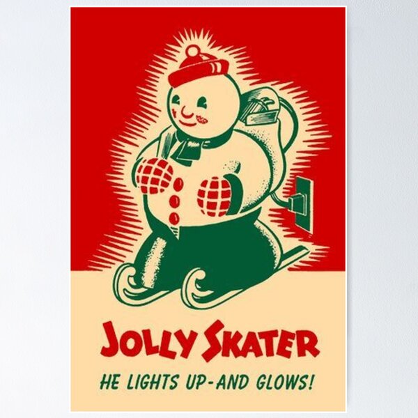 Item preview, Jolly Skater vintage Christmas decoration sign designed and sold by Peace,Love & Art.
