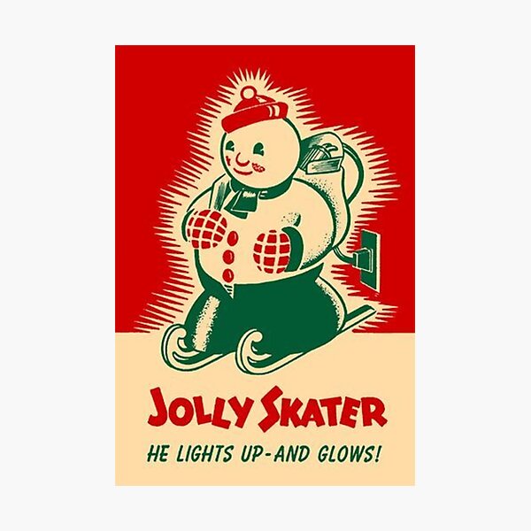 Item preview, Jolly Skater vintage Christmas decoration sign designed and sold by Peace,Love & Art.