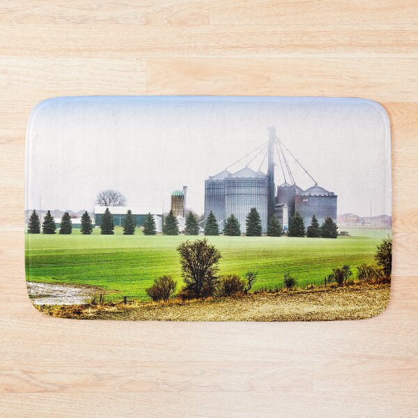 Item preview, Farm Grain Silos In Morning Mist designed and sold by Robert Alsop.