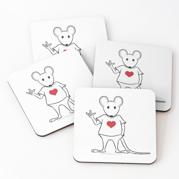 MantraMouse® with Love Sign Coasters (Set of 4)
