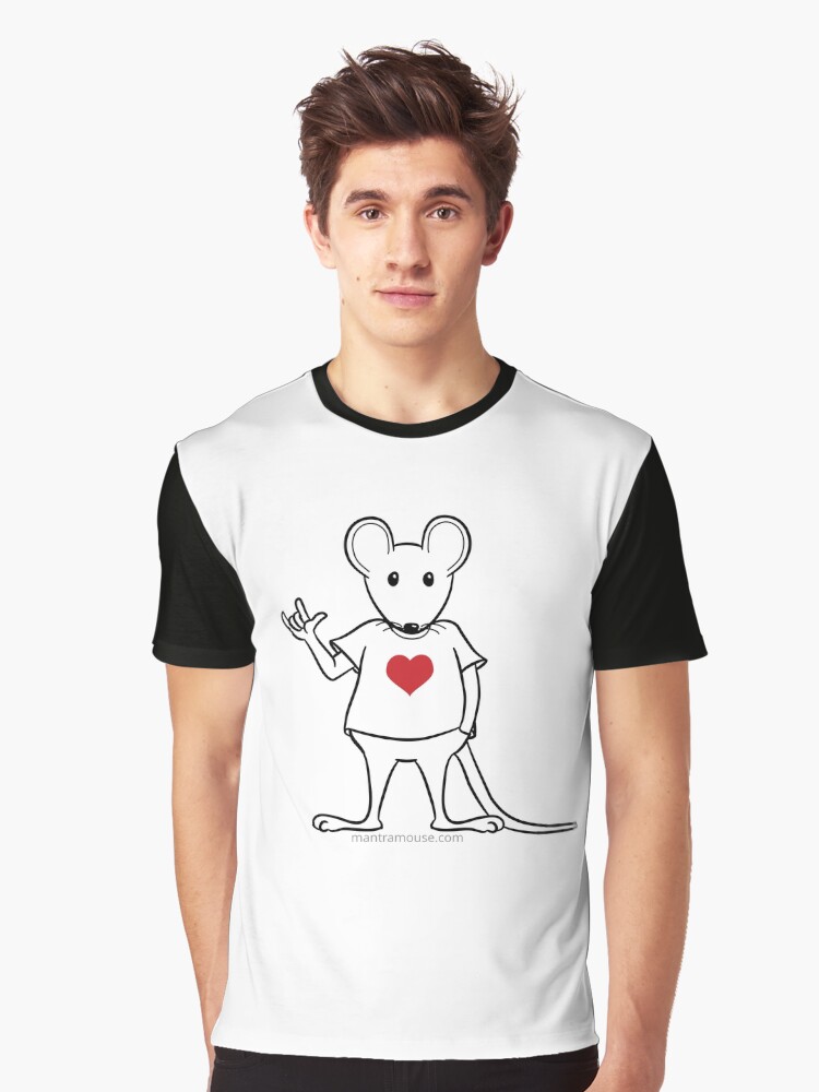 Thumbnail 1 of 5, Graphic T-Shirt, MantraMouse® with Love Sign designed and sold by donnamartini.