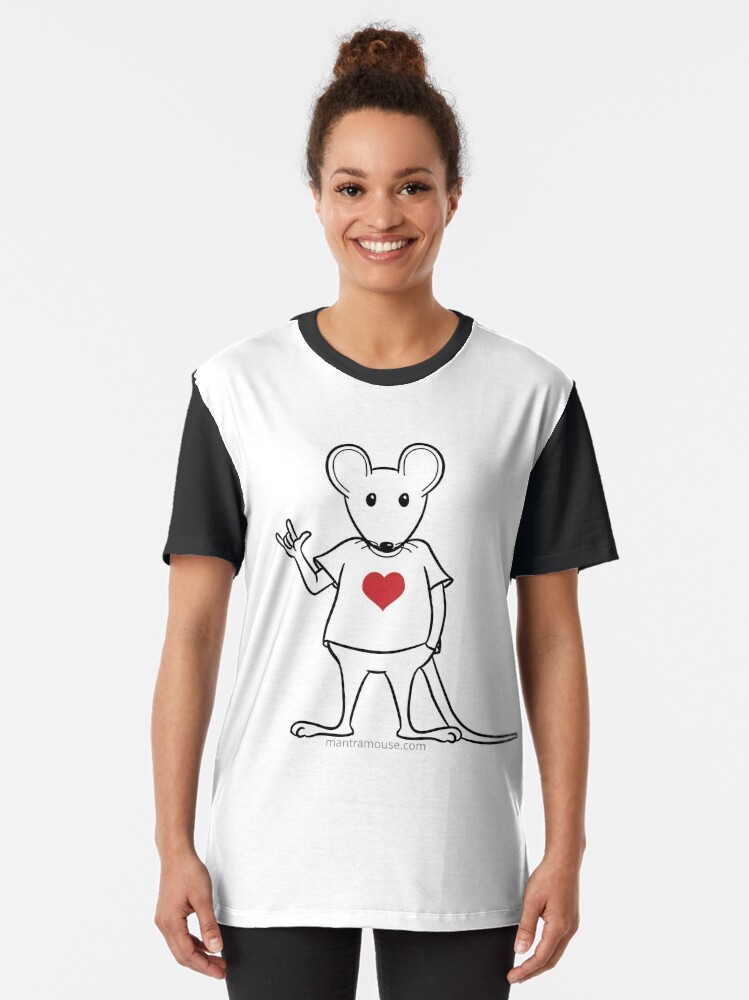 Thumbnail 2 of 5, Graphic T-Shirt, MantraMouse® with Love Sign designed and sold by donnamartini.