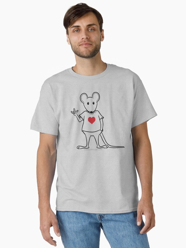 Thumbnail 1 of 7, Classic T-Shirt, MantraMouse® with Love Sign designed and sold by donnamartini.