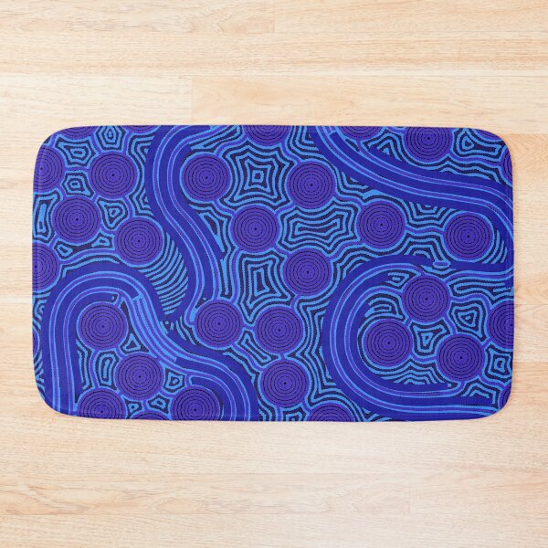 Item preview, Authentic Aboriginal Art – The Rivers around Us (blue) designed and sold by HogarthArts.