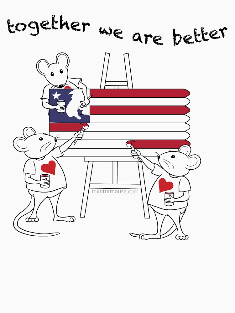 Thumbnail 3 of 3, Baseball ¾ Sleeve T-Shirt, MantraMouse® American Flag Together Cartoon designed and sold by donnamartini.