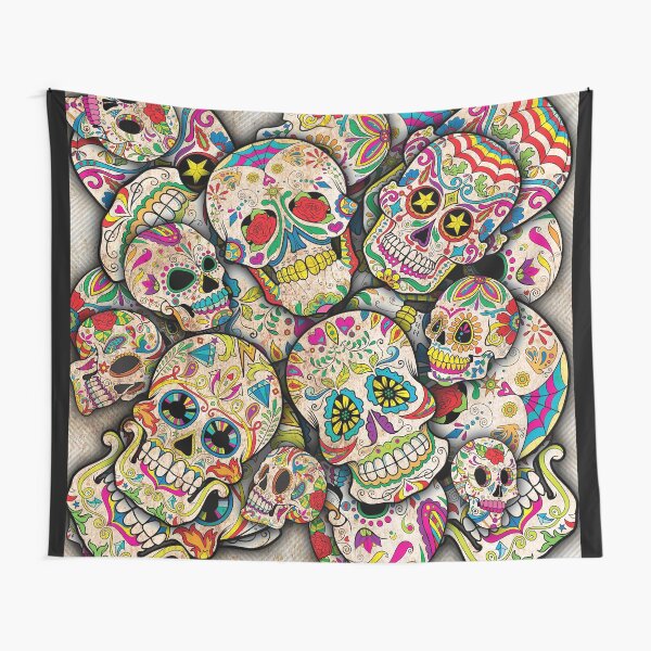 Sugar Skull Collage Tapestry