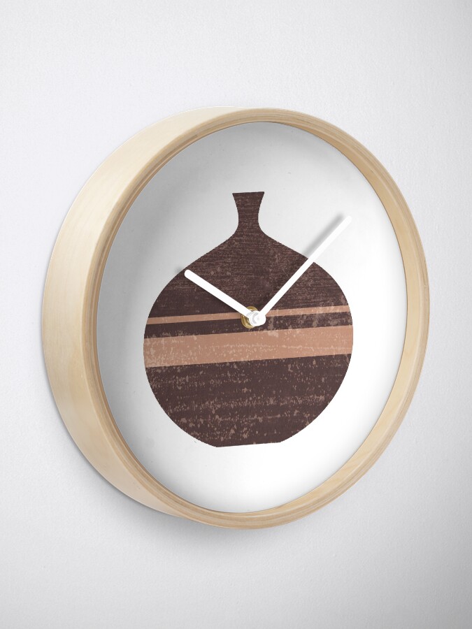 Alternate view of Minimal Abstract Greek Vase 7 - Aryballos - Terracotta Series - Modern, Contemporary Print - Taupe Clock