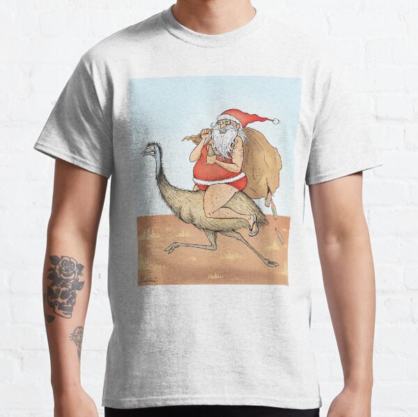Santa Riding Emu Classic T-Shirt