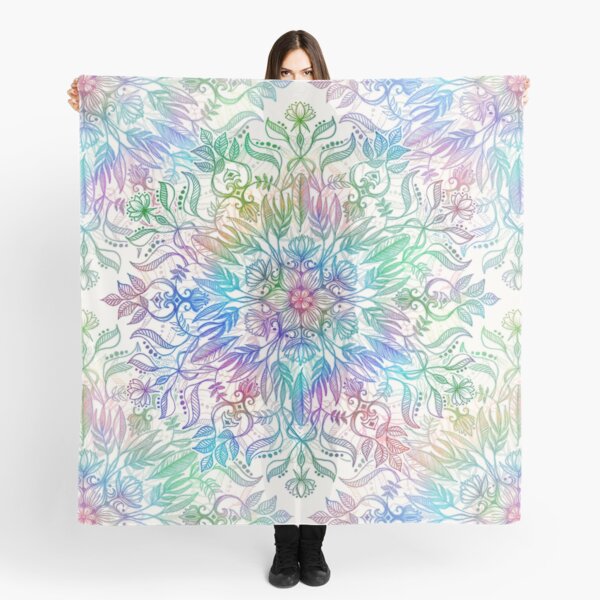 Nature Mandala in Rainbow Hues Scarf