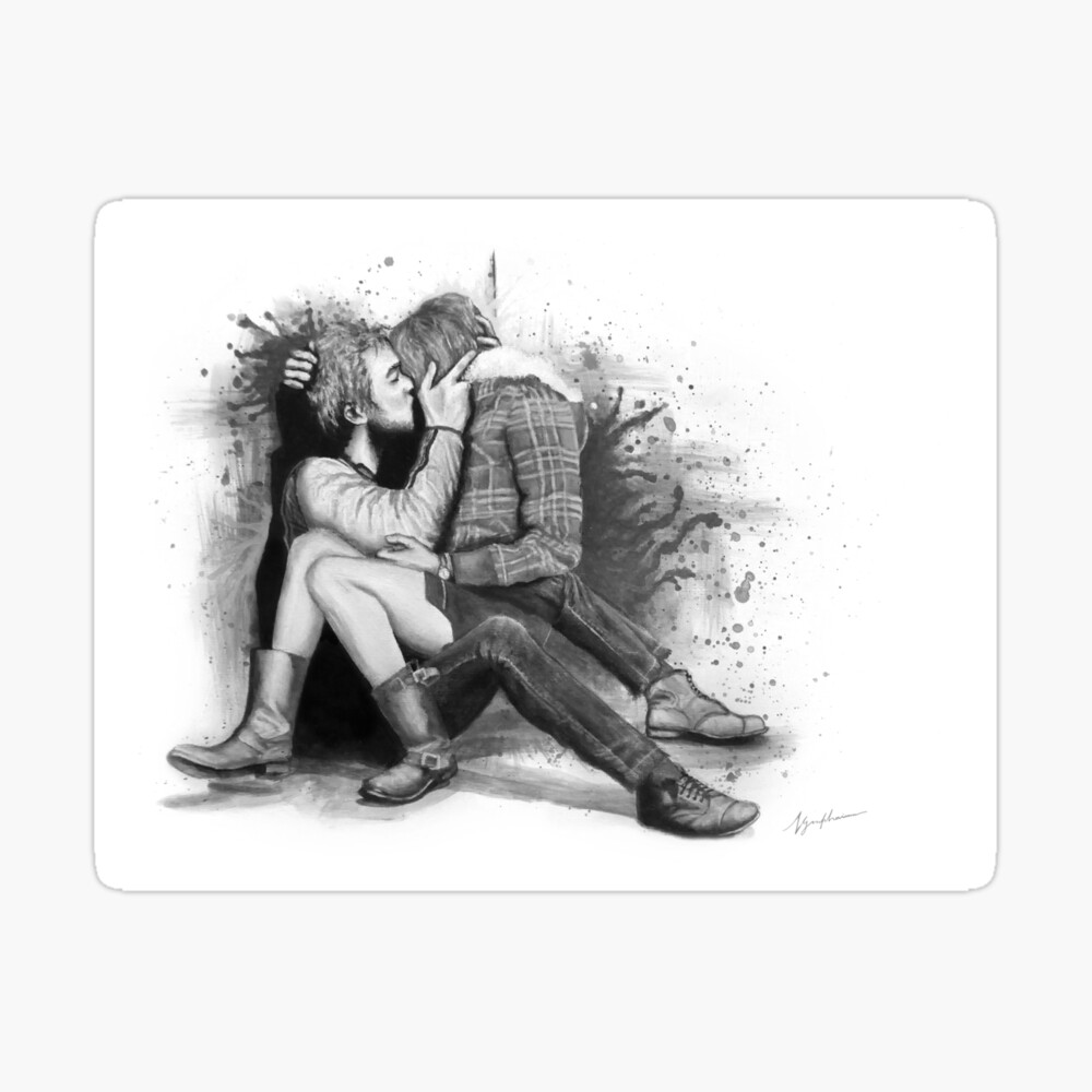 Blue Valentine b&w - Erotic Art Illustration Kiss Kissing Love Lovers  Relationship Couple Movie