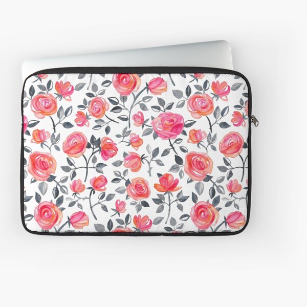 Roses on White - a watercolor floral pattern Laptop Sleeve