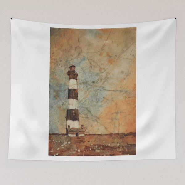 Item preview, Fine art watercolor painting of Bodie Island lighthouse at sunset in the Outer Banks (OBX) of North Carolina- USA designed and sold by rfoxphoto.