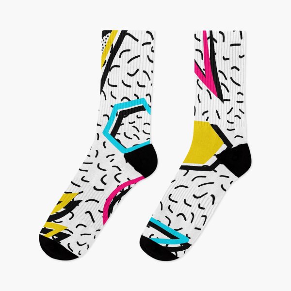 Item preview, Abstract retro colorful orange, blue and pink 80s memphis style geometrical pattern designed and sold by UDDesign.