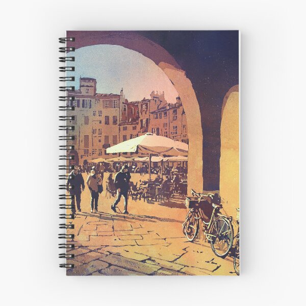 Item preview, Watercolor painting of Lucca, Italy- people in the Anfiteatro central square.  Painting Lucca Italy artwork designed and sold by rfoxphoto.